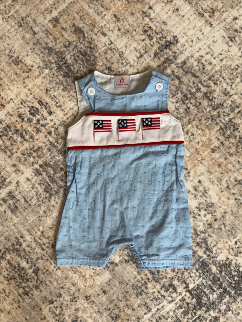 Light Blue Baby Romper with Flag Detail